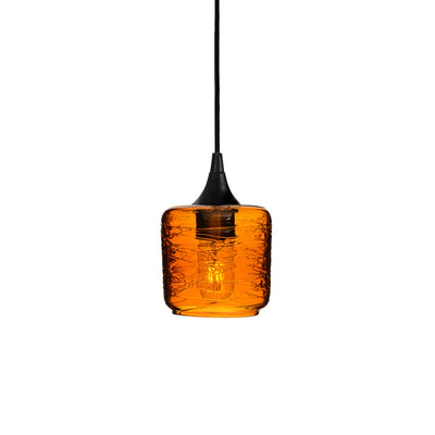 601 Spun: Single Pendant Light-Glass-Bicycle Glass Co - Hotshop-Golden Amber-Matte Black-Bicycle Glass Co