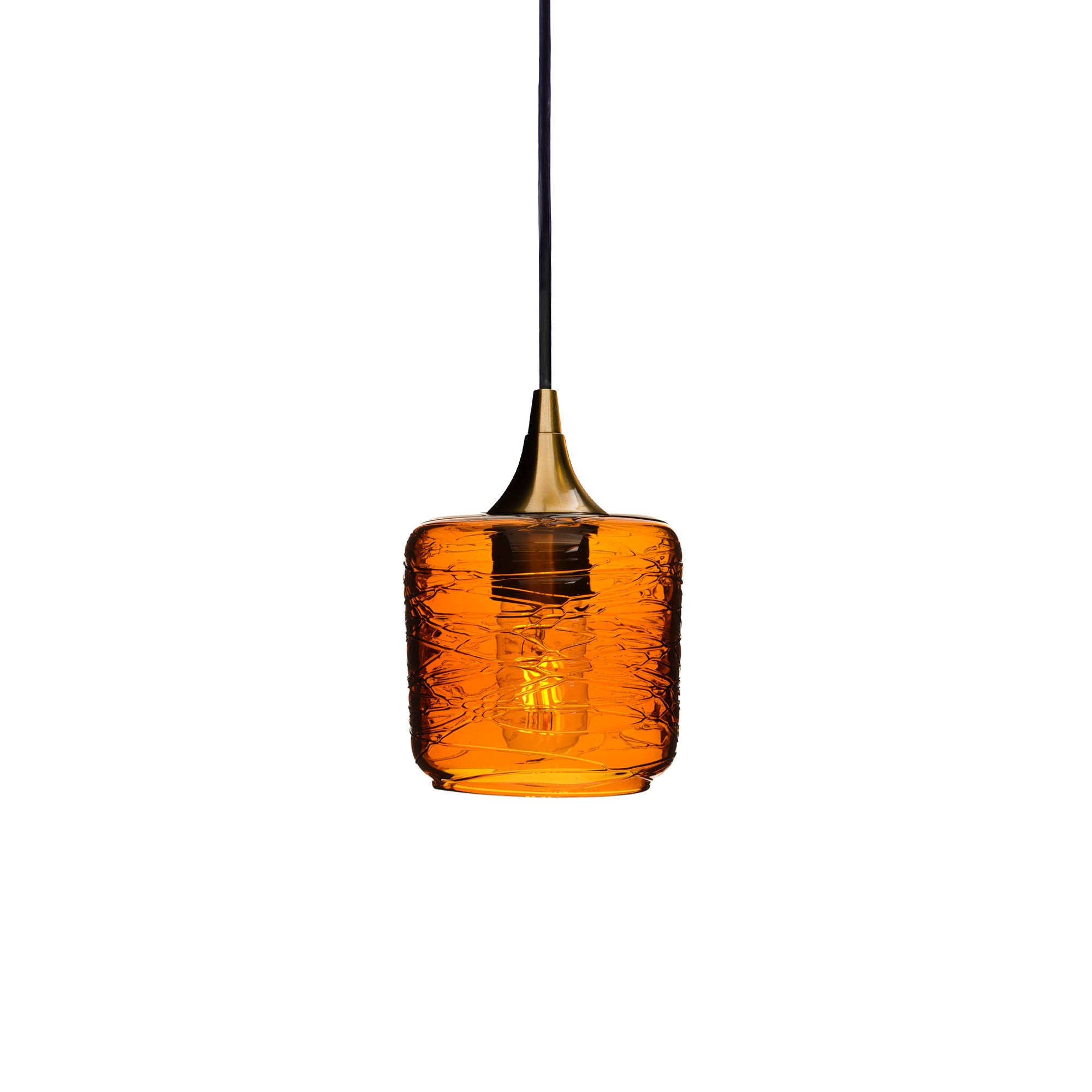 601 Spun: Single Pendant Light-Glass-Bicycle Glass Co - Hotshop-Golden Amber-Polished Brass-Bicycle Glass Co