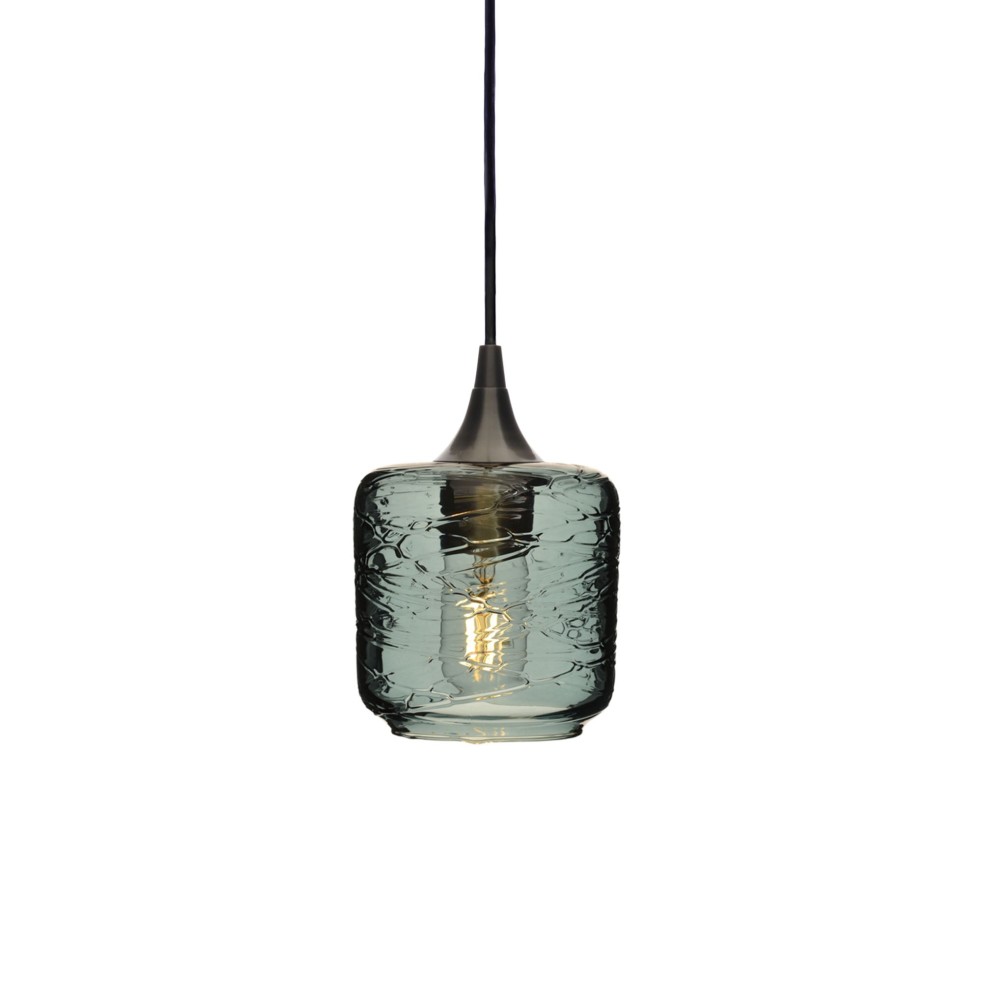 601 Spun: Single Pendant Light-Glass-Bicycle Glass Co - Hotshop-Slate Gray-Antique Bronze-Bicycle Glass Co