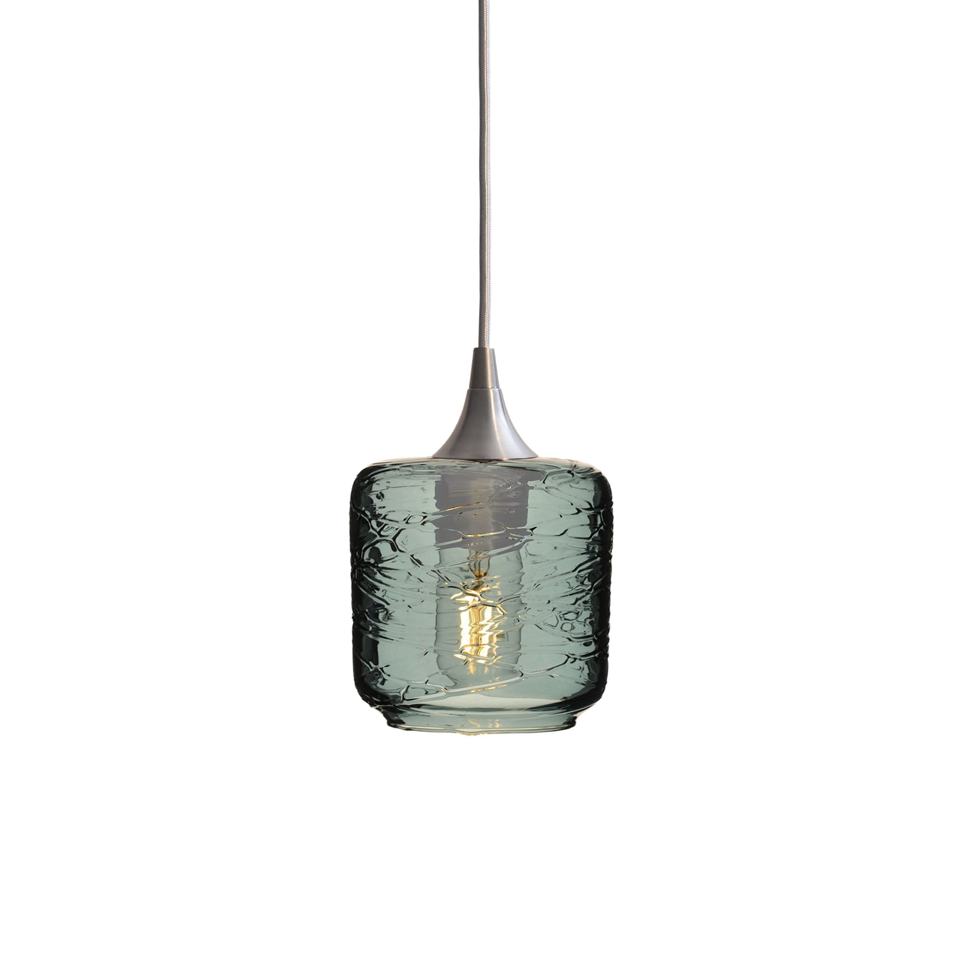 601 Spun: Single Pendant Light-Glass-Bicycle Glass Co - Hotshop-Slate Gray-Brushed Nickel-Bicycle Glass Co