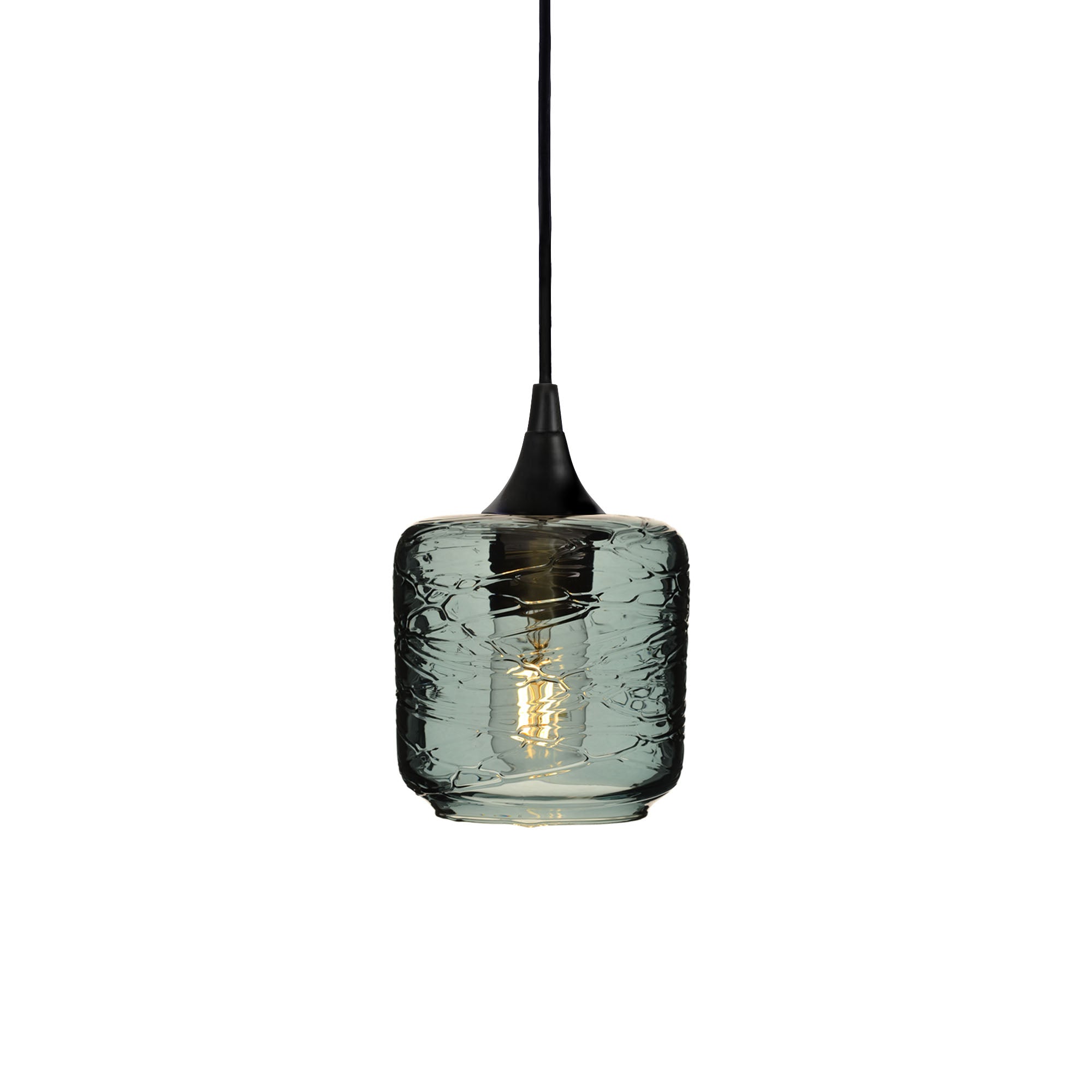 601 Spun: Single Pendant Light-Glass-Bicycle Glass Co - Hotshop-Slate Gray-Matte Black-Bicycle Glass Co
