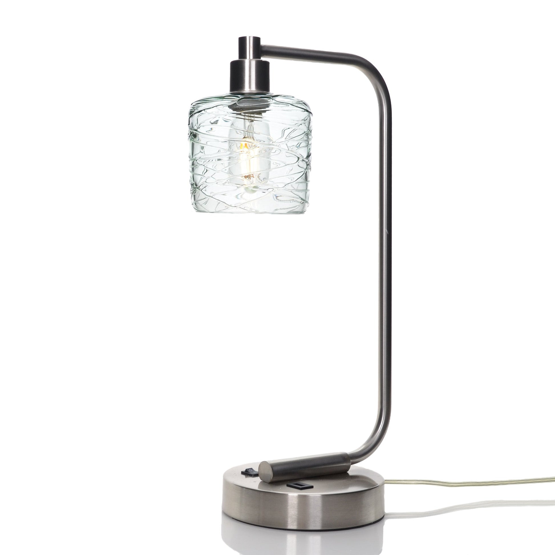 601 Spun: Table Lamp-Glass-Bicycle Glass Co - Hotshop-Eco Clear-Brushed Nickel-4 Watt LED (+$0.00)-Bicycle Glass Co