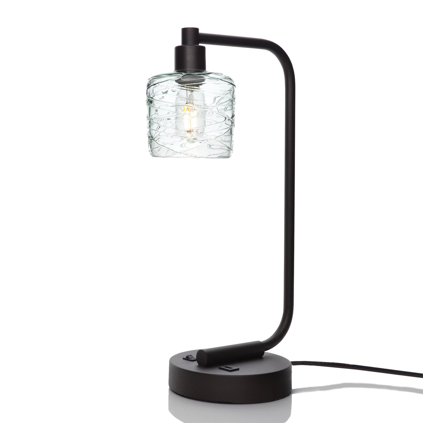 601 Spun: Table Lamp-Glass-Bicycle Glass Co - Hotshop-Eco Clear-Matte Black-Bicycle Glass Co