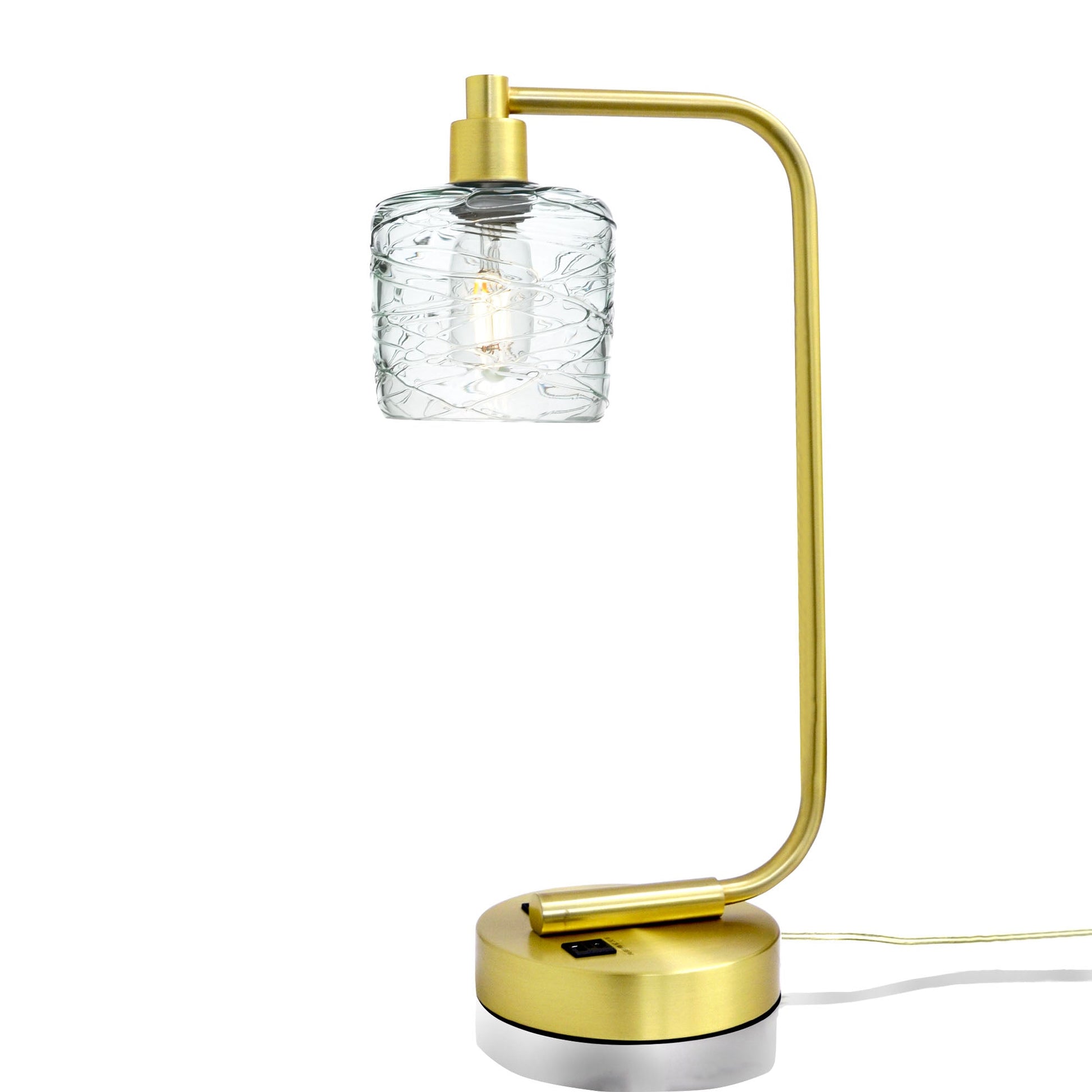 601 Spun: Table Lamp-Glass-Bicycle Glass Co - Hotshop-Eco Clear-Satin Brass-Bicycle Glass Co