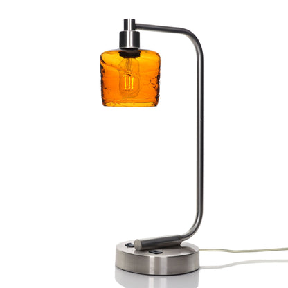 601 Spun: Table Lamp-Glass-Bicycle Glass Co - Hotshop-Golden Amber-Brushed Nickel-Bicycle Glass Co