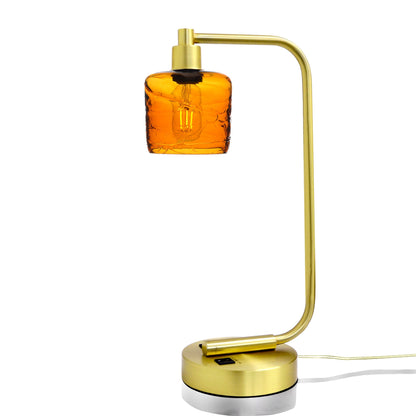 601 Spun: Table Lamp-Glass-Bicycle Glass Co - Hotshop-Golden Amber-Satin Brass-Bicycle Glass Co