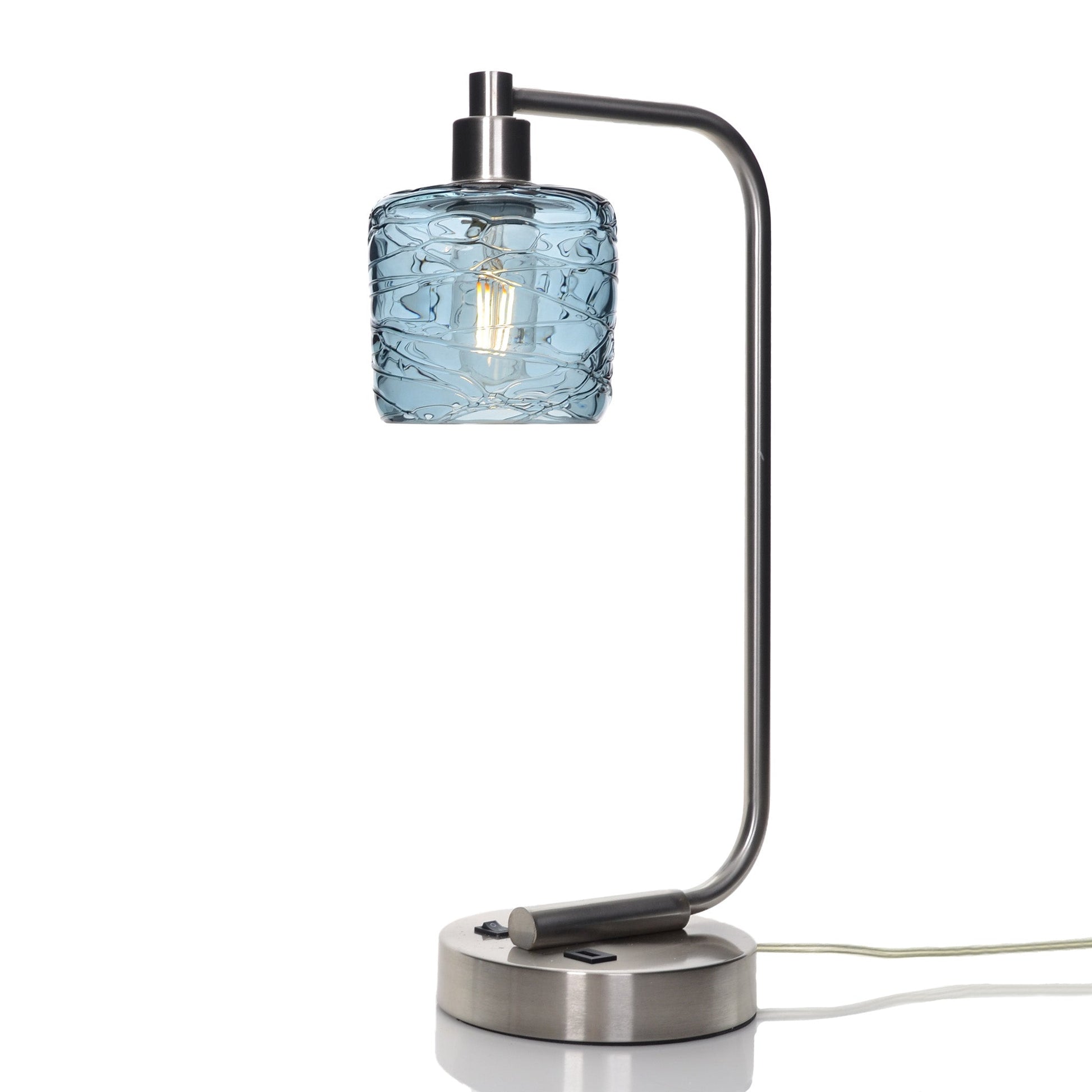 601 Spun: Table Lamp-Glass-Bicycle Glass Co - Hotshop-Slate Gray-Brushed Nickel-4 Watt LED (+$0.00)-Bicycle Glass Co