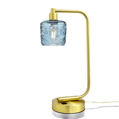601 Spun: Table Lamp-Glass-Bicycle Glass Co - Hotshop-Slate Gray-Satin Brass-Bicycle Glass Co