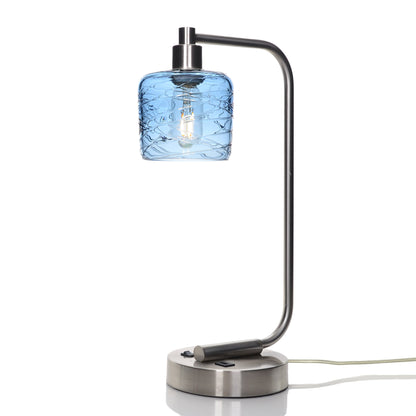 601 Spun: Table Lamp-Glass-Bicycle Glass Co - Hotshop-Steel Blue-Brushed Nickel-4 Watt LED (+$0.00)-Bicycle Glass Co
