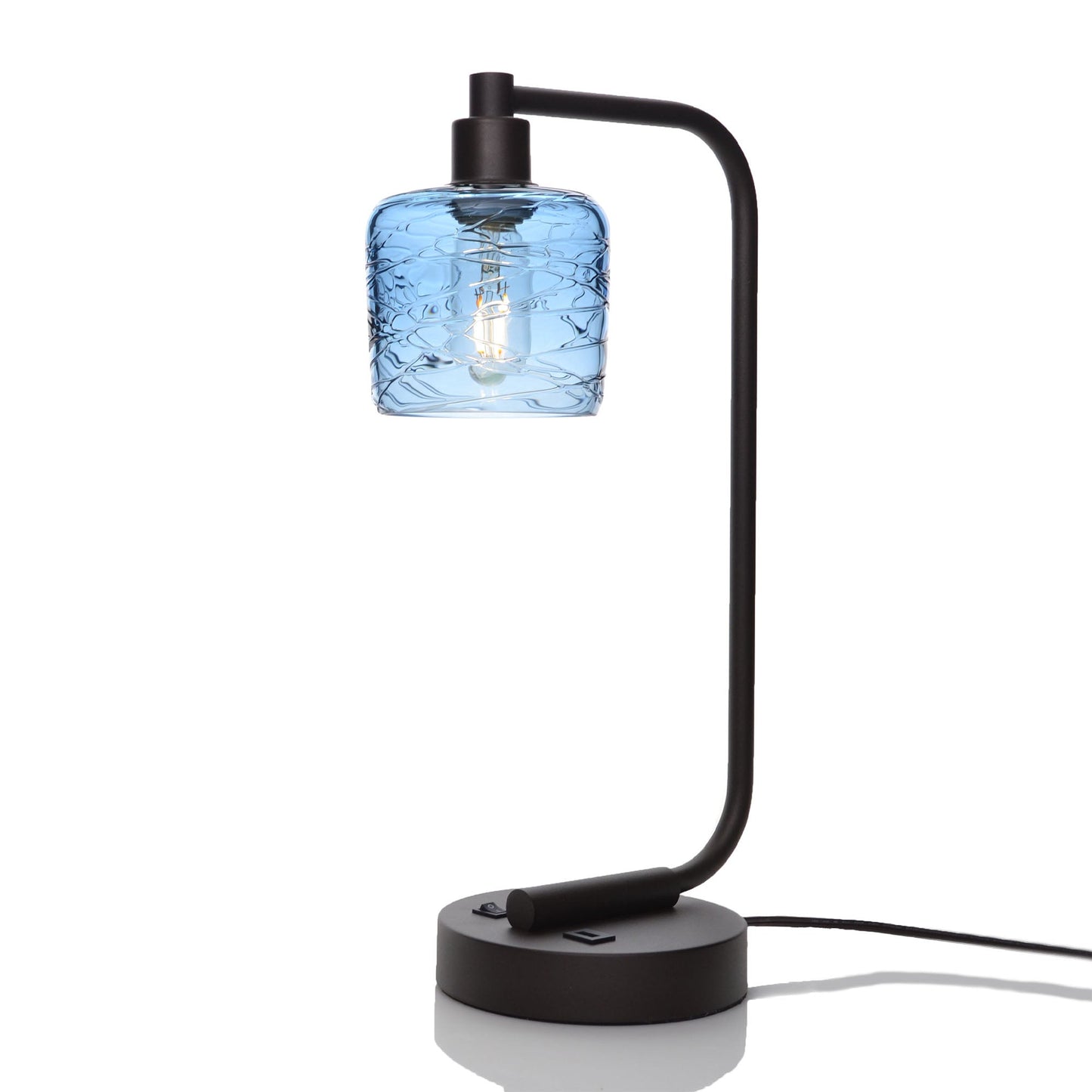 601 Spun: Table Lamp-Glass-Bicycle Glass Co - Hotshop-Steel Blue-Matte Black-Bicycle Glass Co