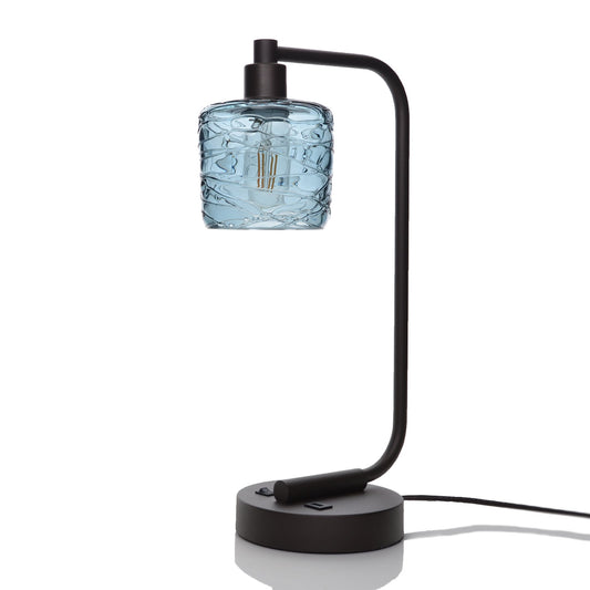 601 Spun: Table Lamp-Glass-Bicycle Glass Co - Hotshop-Steel Blue-Brushed Nickel-4 Watt LED (+$0.00)-Bicycle Glass Co