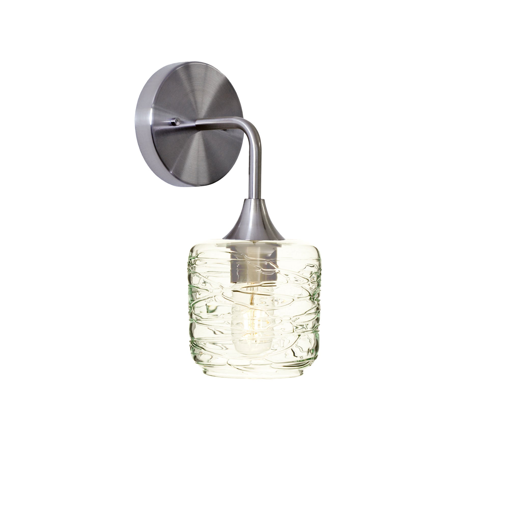 601 Spun: Wall Sconce-Glass-Bicycle Glass Co - Hotshop-Eco Clear-Brushed Nickel-Bicycle Glass Co