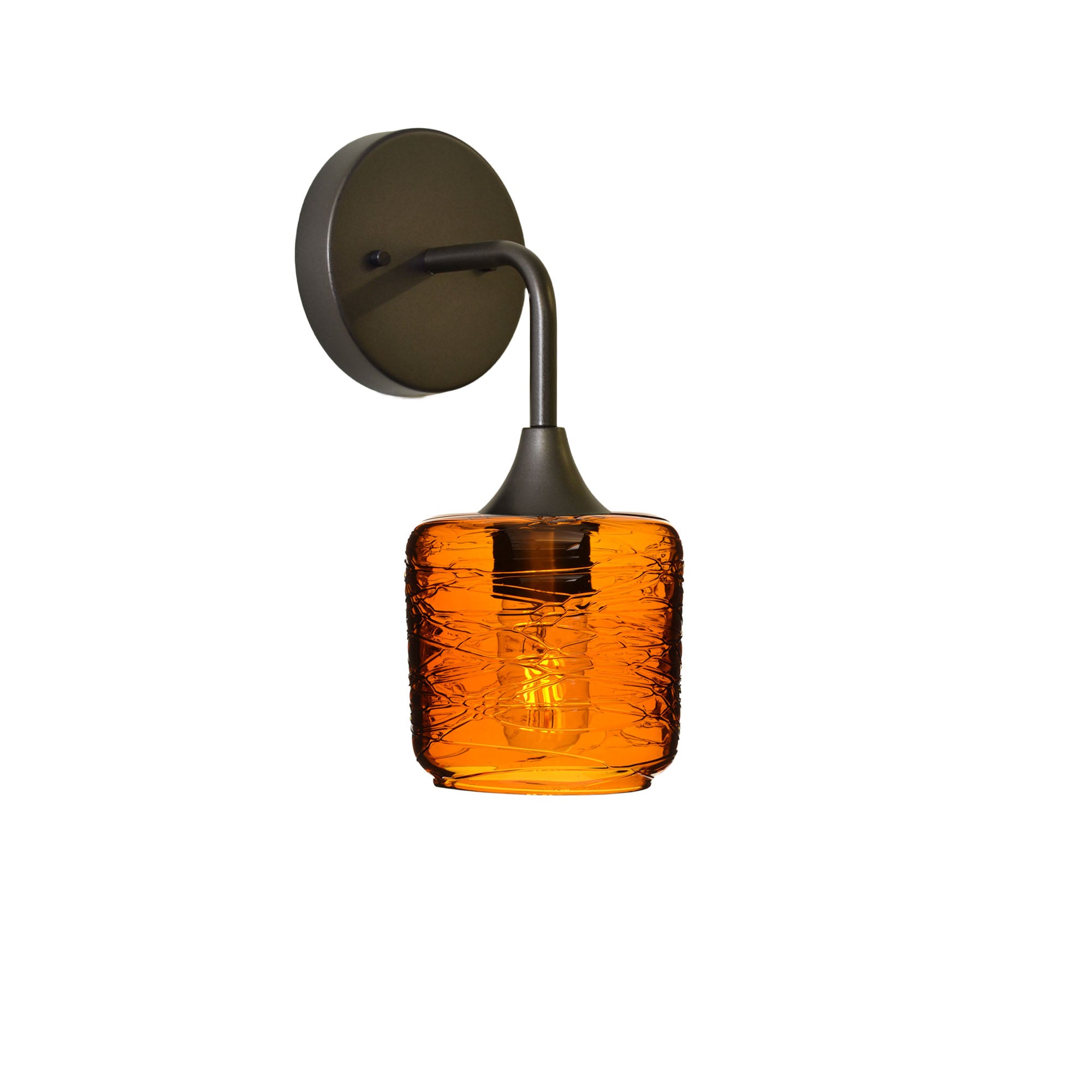 601 Spun: Wall Sconce-Glass-Bicycle Glass Co - Hotshop-Golden Amber-Antique Bronze-Bicycle Glass Co