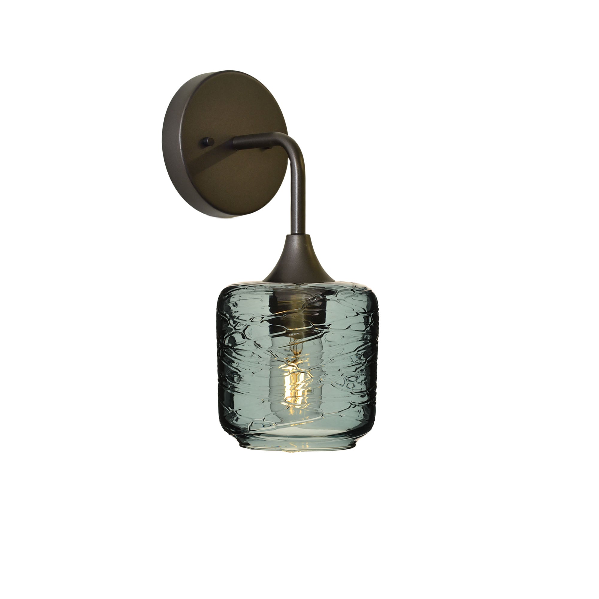 601 Spun: Wall Sconce-Glass-Bicycle Glass Co - Hotshop-Slate Gray-Antique Bronze-Bicycle Glass Co