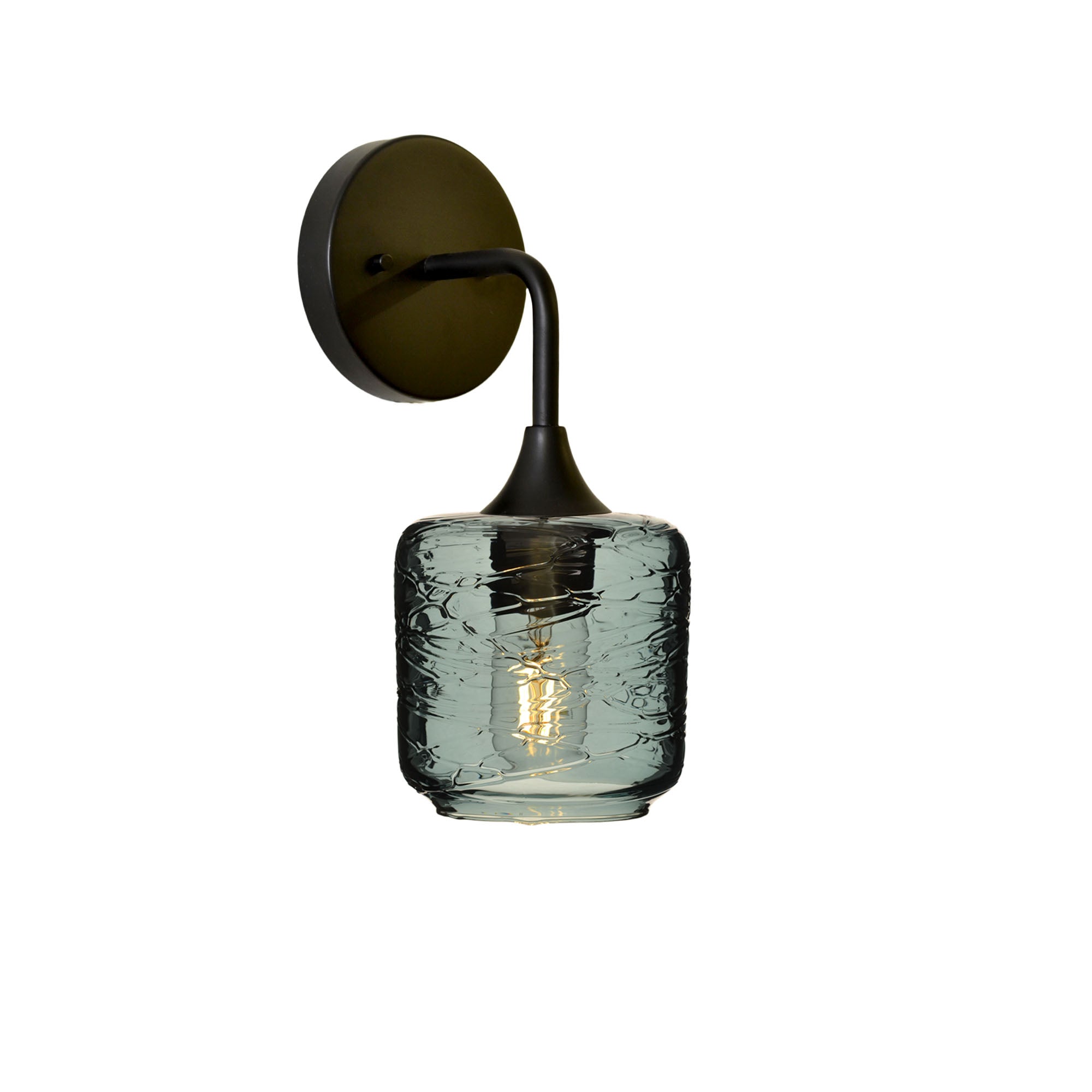 601 Spun: Wall Sconce-Glass-Bicycle Glass Co - Hotshop-Slate Gray-Matte Black-Bicycle Glass Co