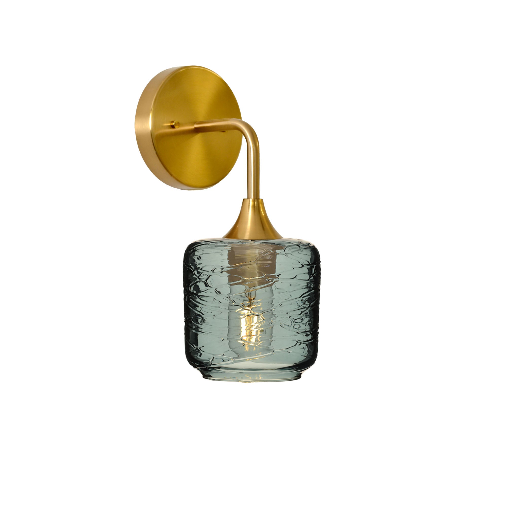 601 Spun: Wall Sconce-Glass-Bicycle Glass Co - Hotshop-Slate Gray-Polished Brass-Bicycle Glass Co