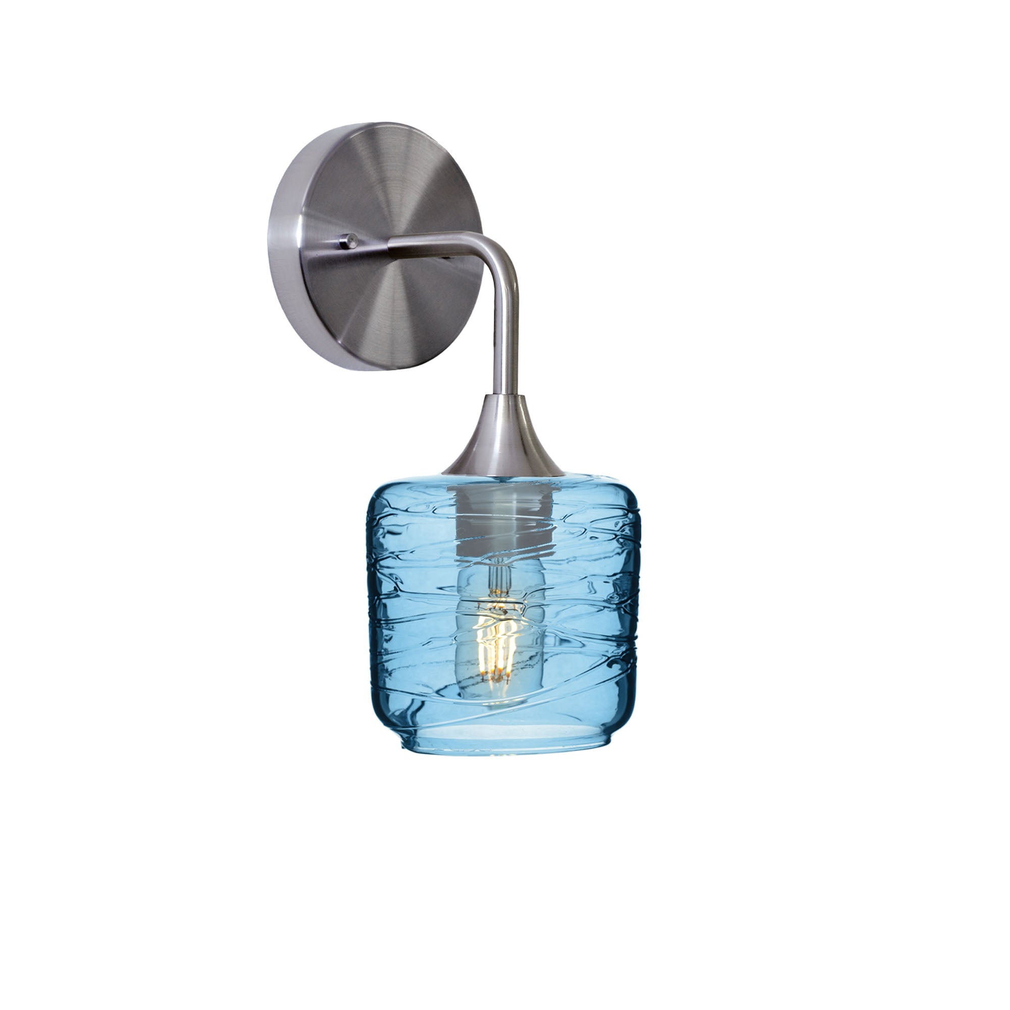 601 Spun: Wall Sconce-Glass-Bicycle Glass Co - Hotshop-Steel Blue-Brushed Nickel-Bicycle Glass Co