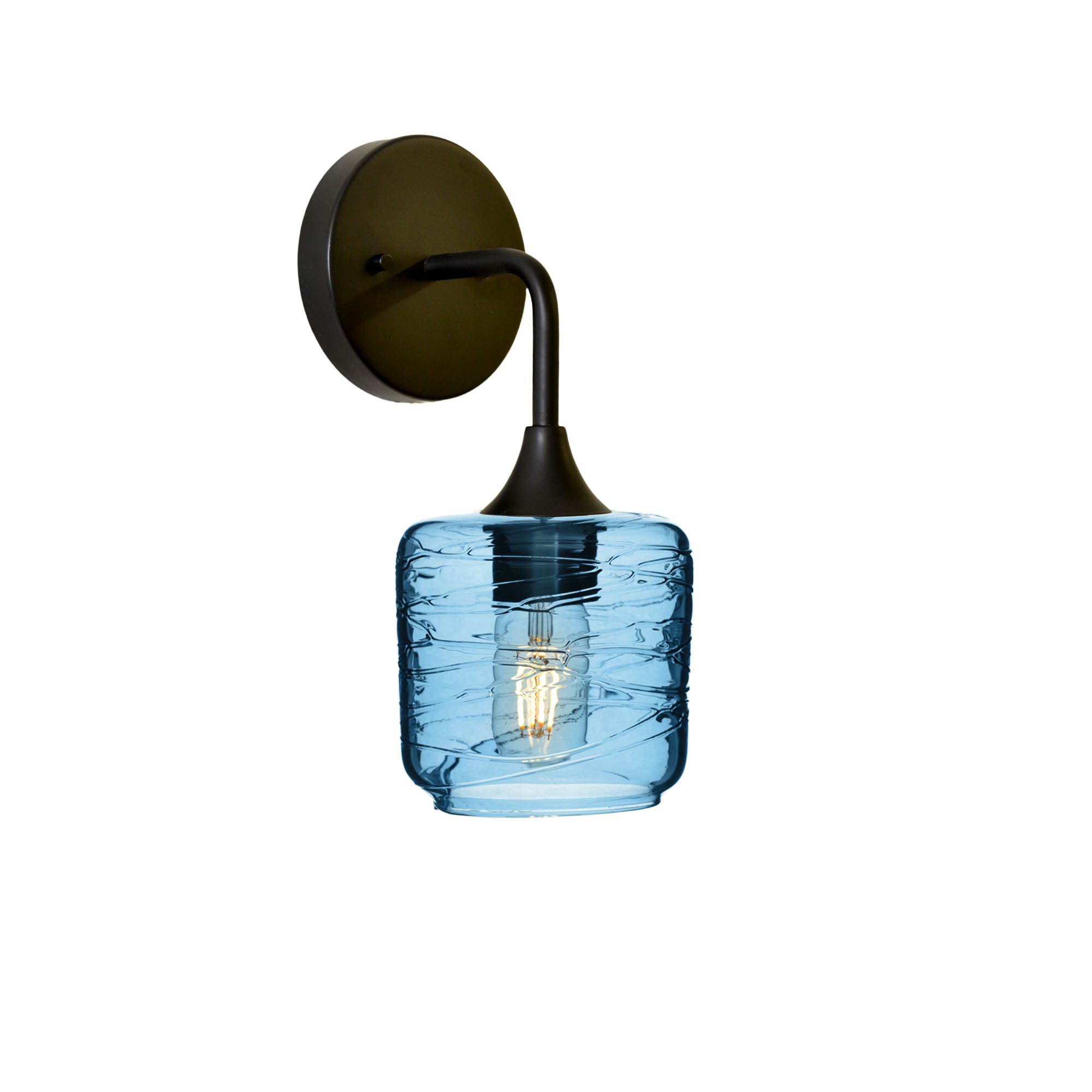 601 Spun: Wall Sconce-Glass-Bicycle Glass Co - Hotshop-Steel Blue-Matte Black-Bicycle Glass Co