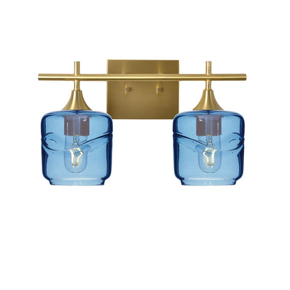 601 Swell: 2 Light Wall Vanity-Glass-Bicycle Glass Co - Hotshop-Steel Blue-Polished Brass-Bicycle Glass Co