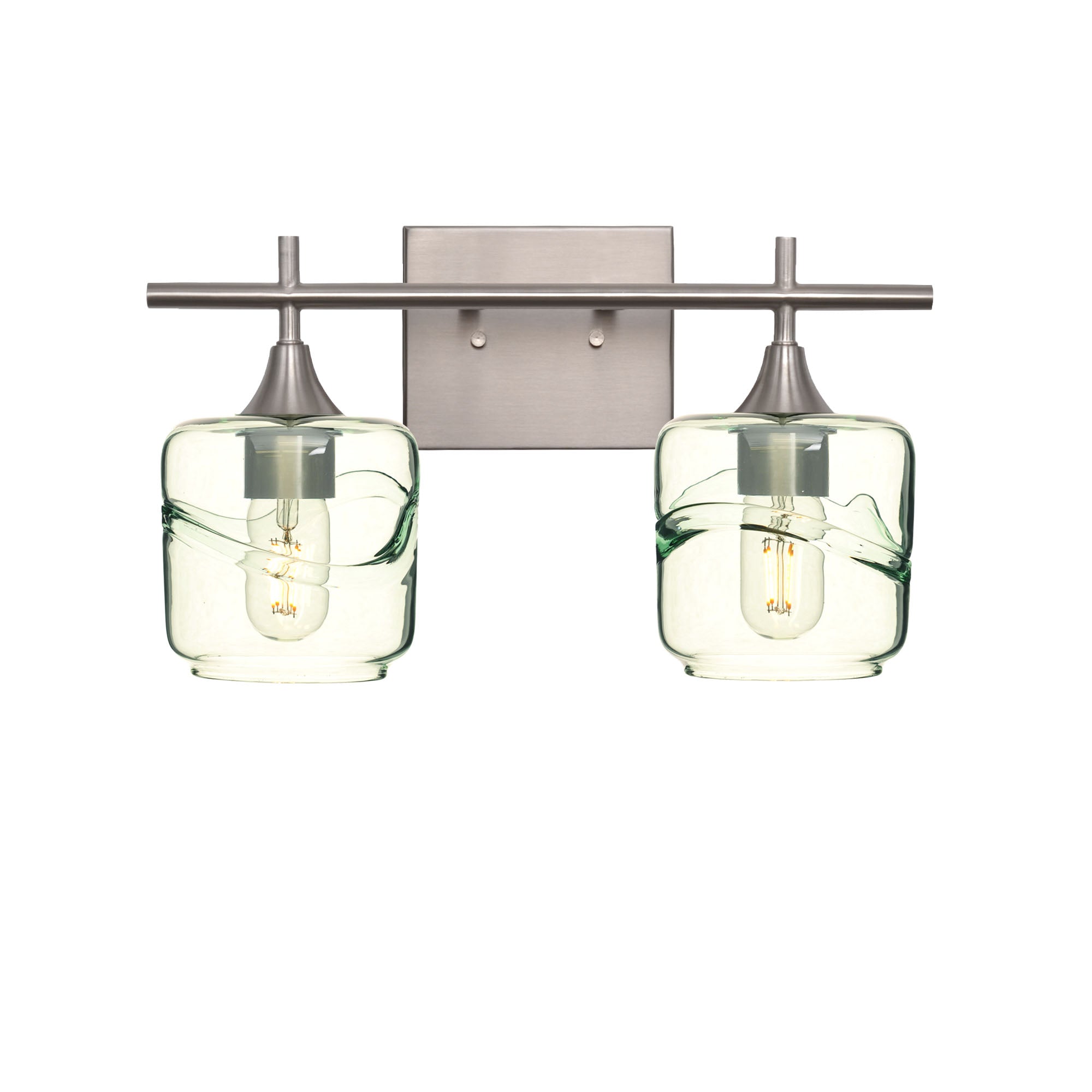 601 Swell: 2 Light Wall Vanity-Glass-Bicycle Glass Co - Hotshop-Eco Clear-Brushed Nickel-Bicycle Glass Co