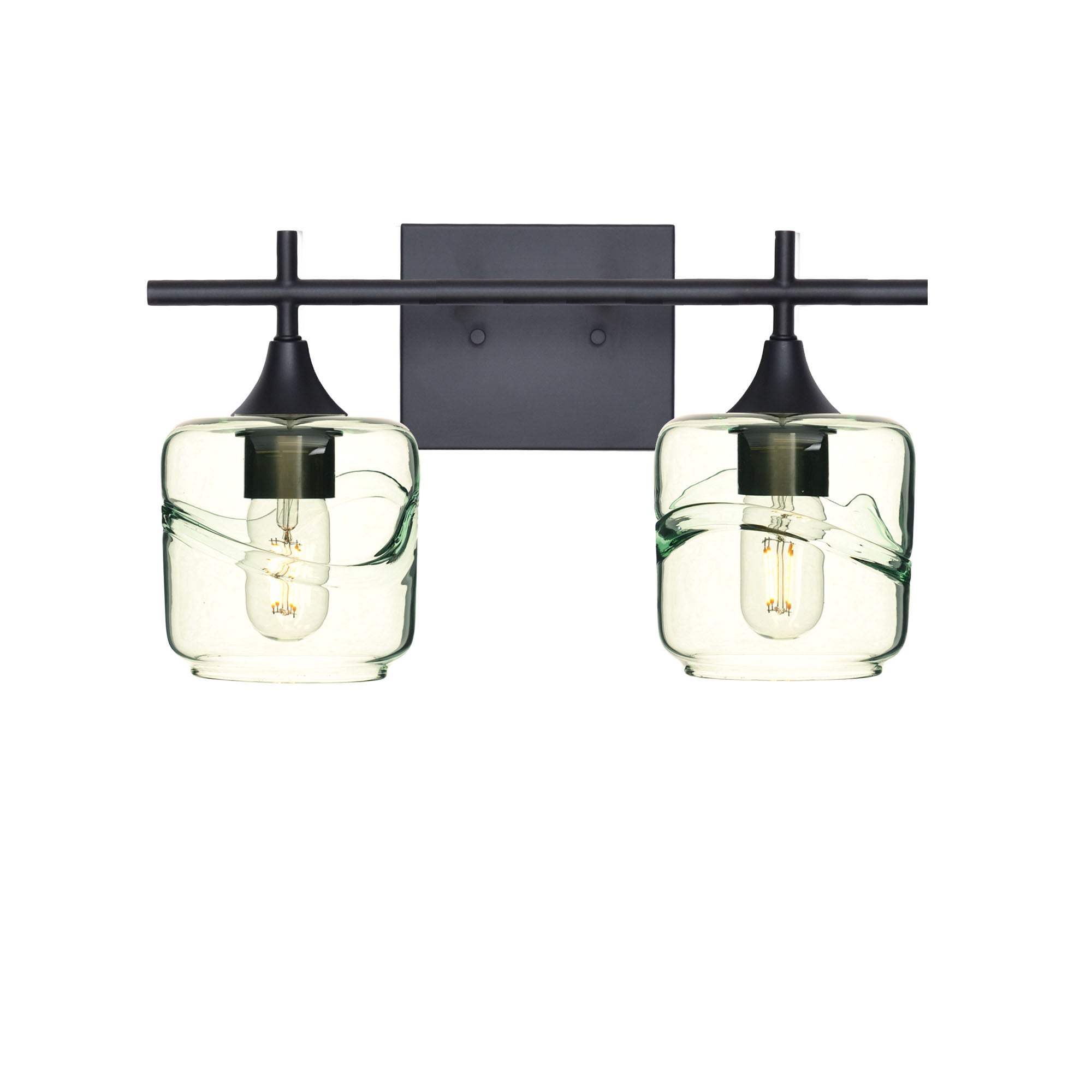 601 Swell: 2 Light Wall Vanity-Glass-Bicycle Glass Co - Hotshop-Eco Clear-Matte Black-Bicycle Glass Co