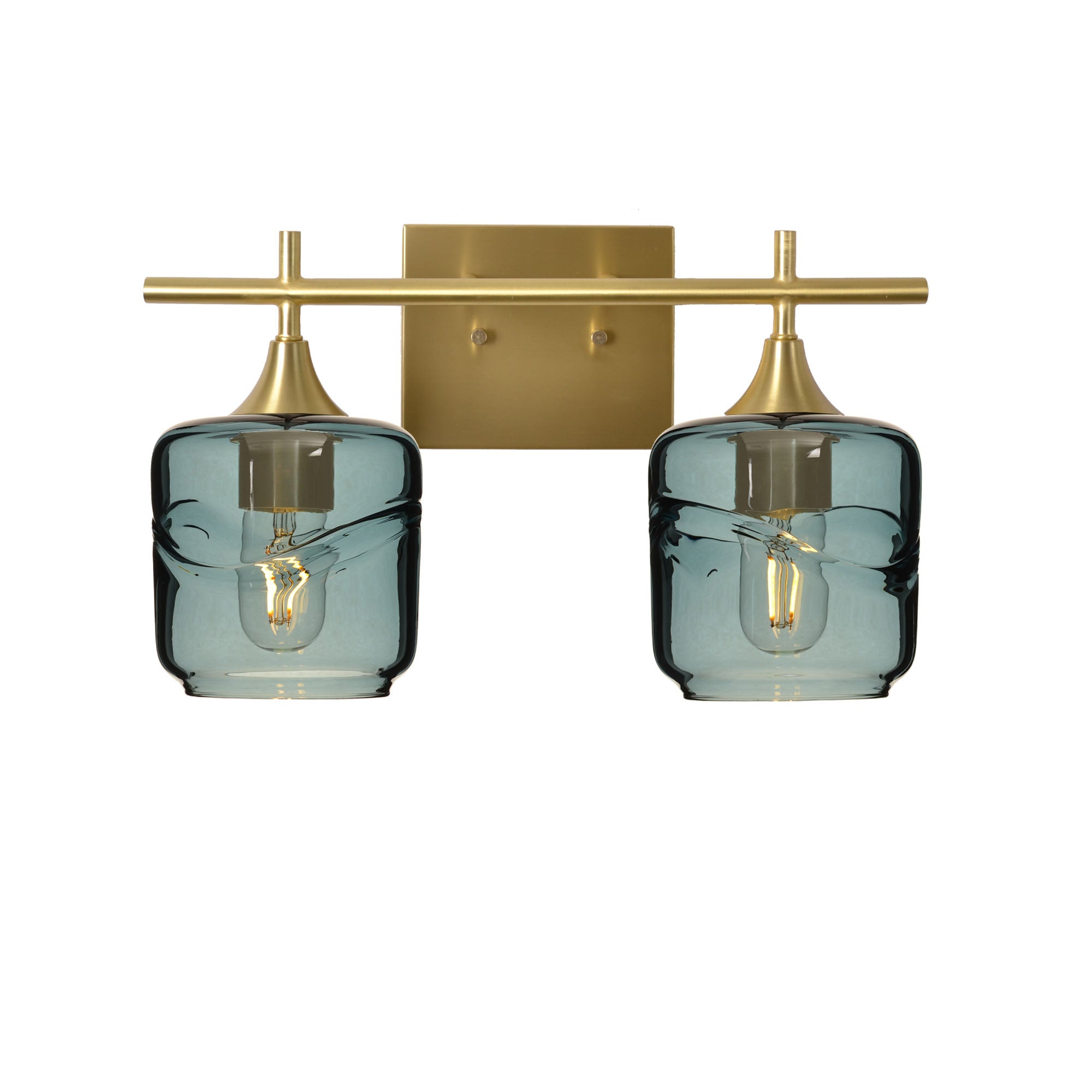 601 Swell: 2 Light Wall Vanity-Glass-Bicycle Glass Co - Hotshop-Slate Gray-Polished Brass-Bicycle Glass Co