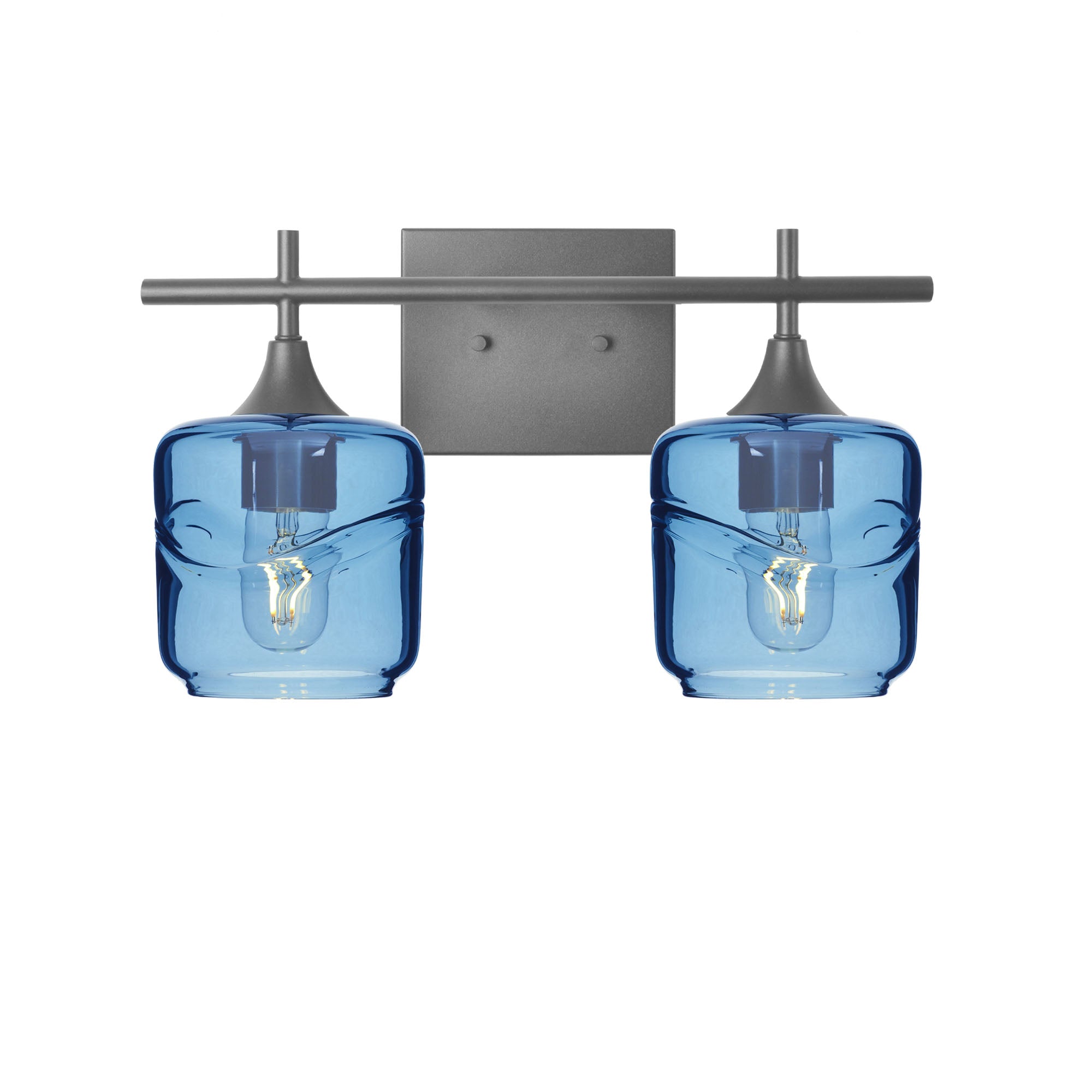 601 Swell: 2 Light Wall Vanity-Glass-Bicycle Glass Co - Hotshop-Steel Blue-Antique Bronze-Bicycle Glass Co