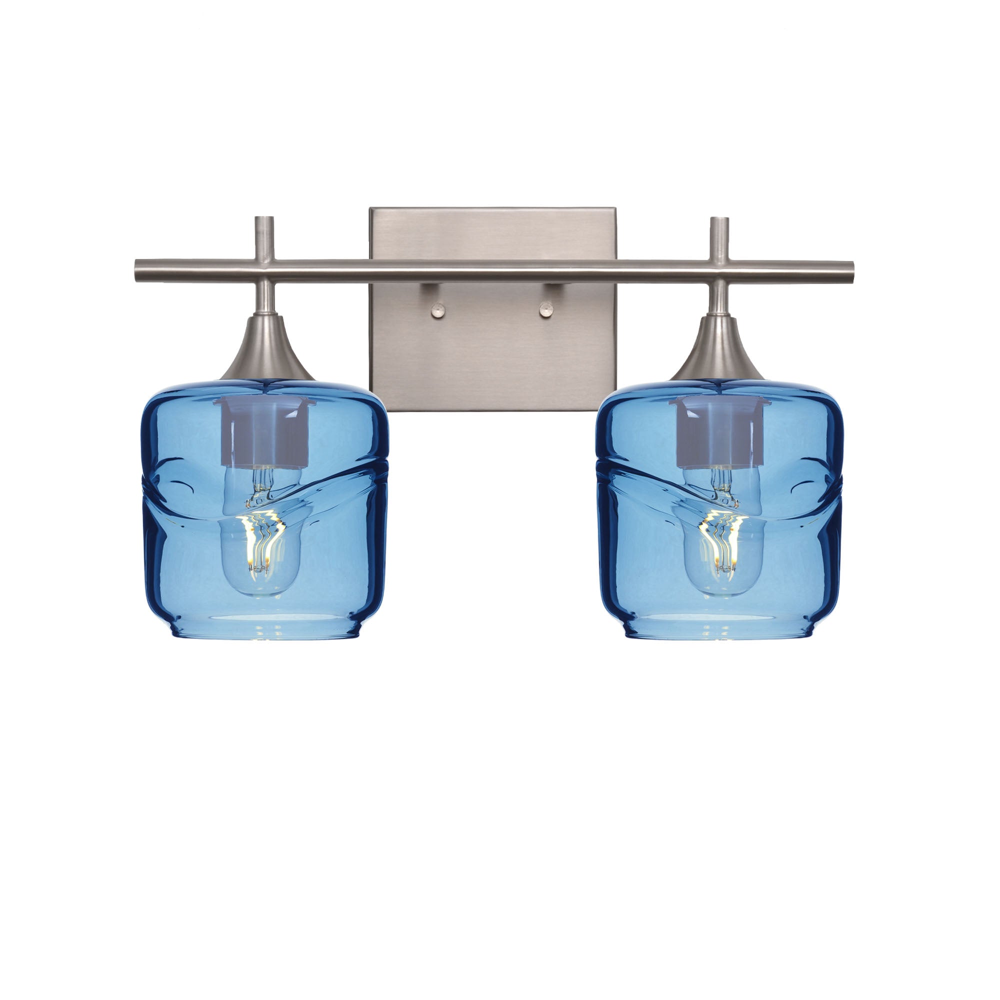 601 Swell: 2 Light Wall Vanity-Glass-Bicycle Glass Co - Hotshop-Steel Blue-Brushed Nickel-Bicycle Glass Co