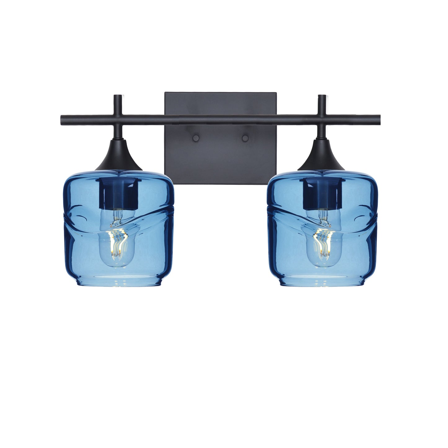 601 Swell: 2 Light Wall Vanity-Glass-Bicycle Glass Co - Hotshop-Steel Blue-Matte Black-Bicycle Glass Co