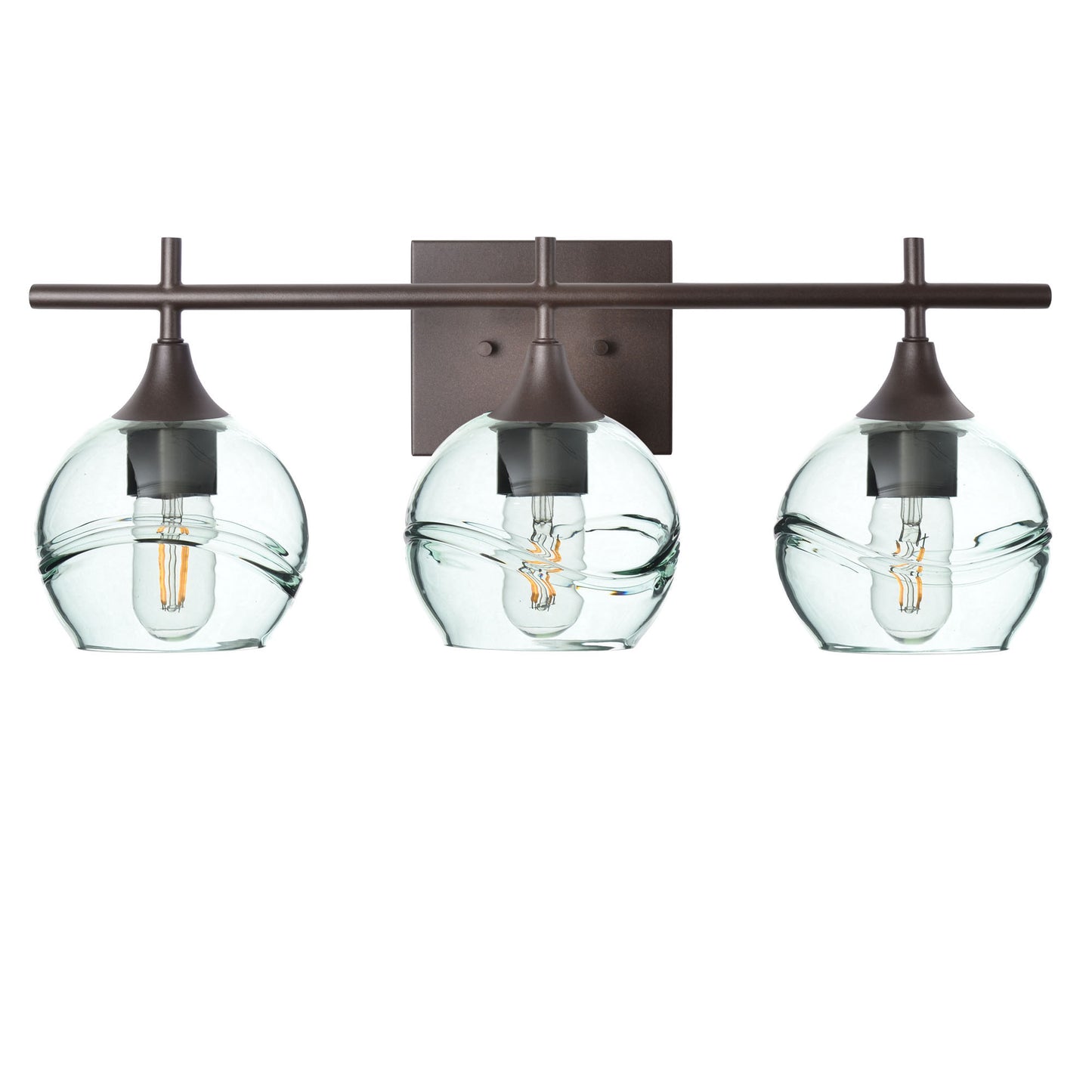 601 Swell: 3 Light Wall Vanity-Glass-Bicycle Glass Co - Hotshop-Eco Clear-Dark Bronze-Bicycle Glass Co