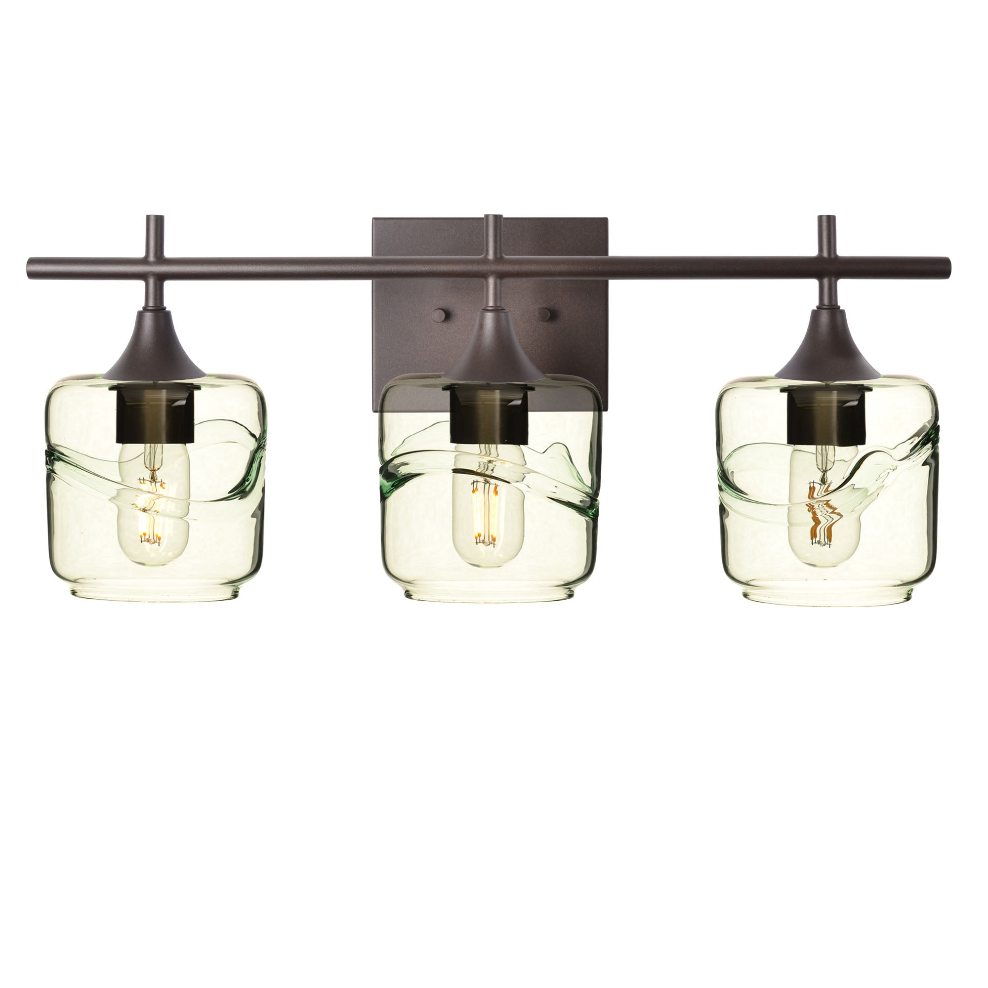 601 Swell: 3 Light Wall Vanity-Glass-Bicycle Glass Co - Hotshop-Eco Clear-Antique Bronze-Bicycle Glass Co