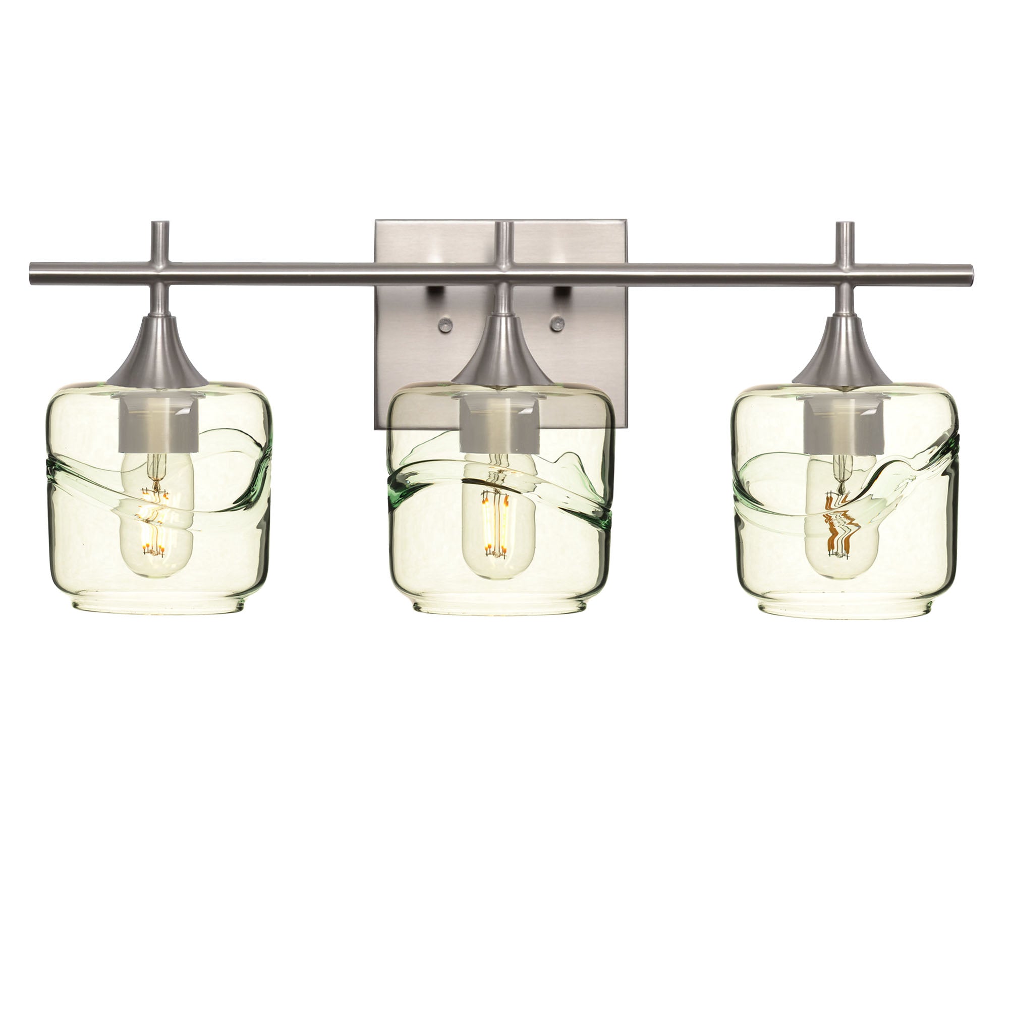 601 Swell: 3 Light Wall Vanity-Glass-Bicycle Glass Co - Hotshop-Eco Clear-Brushed Nickel-Bicycle Glass Co