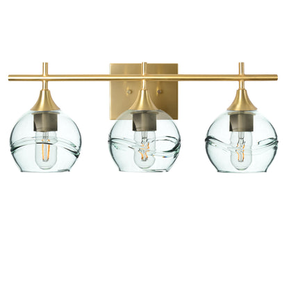 601 Swell: 3 Light Wall Vanity-Glass-Bicycle Glass Co - Hotshop-Eco Clear-Polished Brass-Bicycle Glass Co