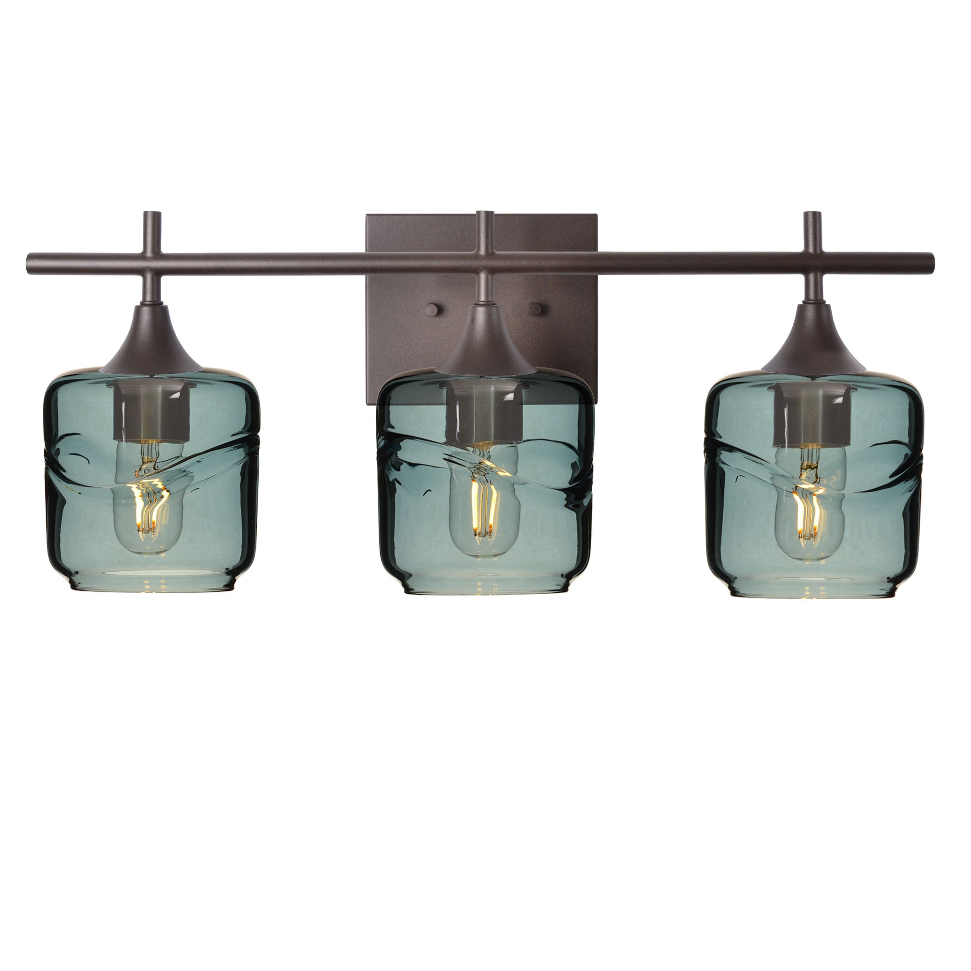 601 Swell: 3 Light Wall Vanity-Glass-Bicycle Glass Co - Hotshop-Slate Gray-Antique Bronze-Bicycle Glass Co