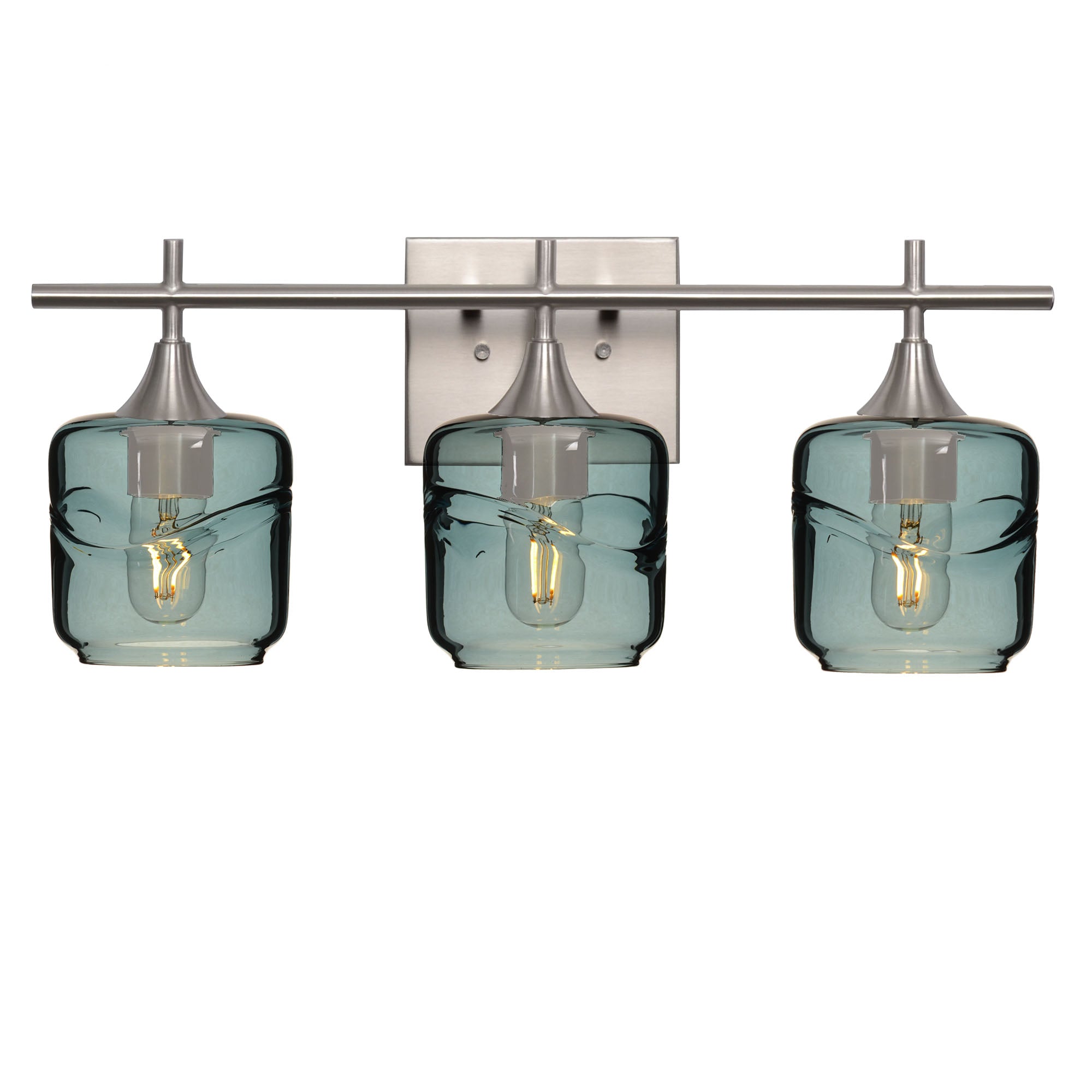 601 Swell: 3 Light Wall Vanity-Glass-Bicycle Glass Co - Hotshop-Slate Gray-Brushed Nickel-Bicycle Glass Co