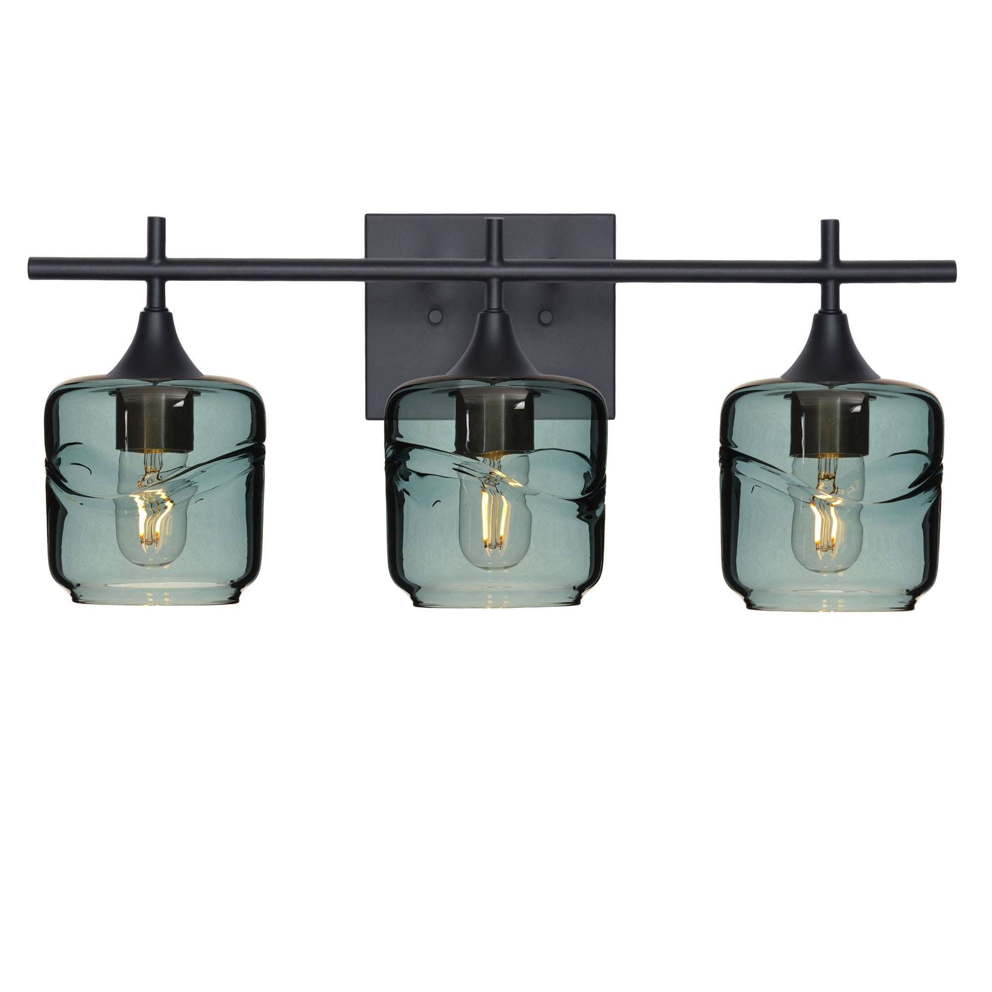 601 Swell: 3 Light Wall Vanity-Glass-Bicycle Glass Co - Hotshop-Slate Gray-Matte Black-Bicycle Glass Co
