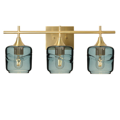 601 Swell: 3 Light Wall Vanity-Glass-Bicycle Glass Co - Hotshop-Slate Gray-Polished Brass-Bicycle Glass Co