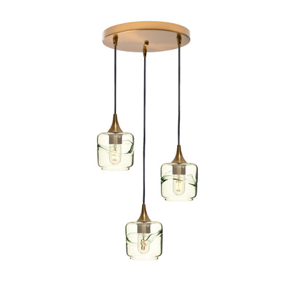 601 Swell: 3 Pendant Cascade Chandelier-Glass-Bicycle Glass Co - Hotshop-Eco Clear-Polished Brass-Bicycle Glass Co