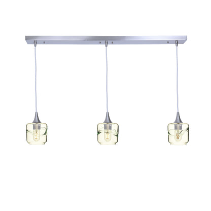601 Swell: 3 Pendant Linear Chandelier-Glass-Bicycle Glass Co - Hotshop-Eco Clear-Brushed Nickel-Bicycle Glass Co