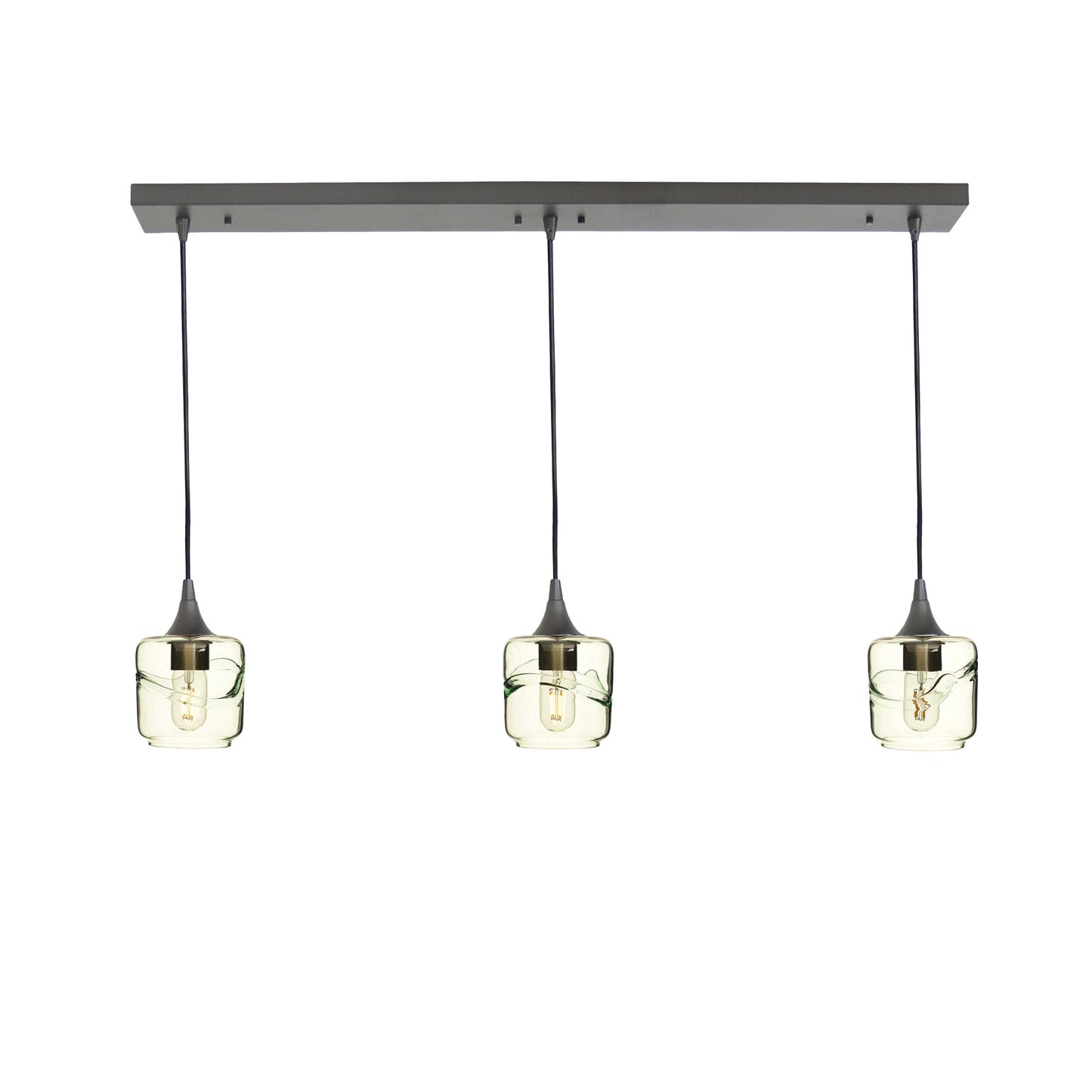 601 Swell: 3 Pendant Linear Chandelier-Glass-Bicycle Glass Co - Hotshop-Eco Clear-Antique Bronze-Bicycle Glass Co