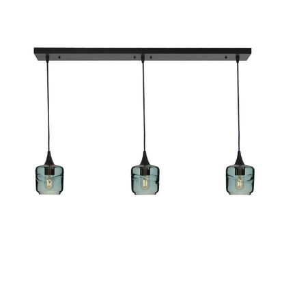 601 Swell: 3 Pendant Linear Chandelier-Glass-Bicycle Glass Co - Hotshop-Slate Gray-Matte Black-Bicycle Glass Co