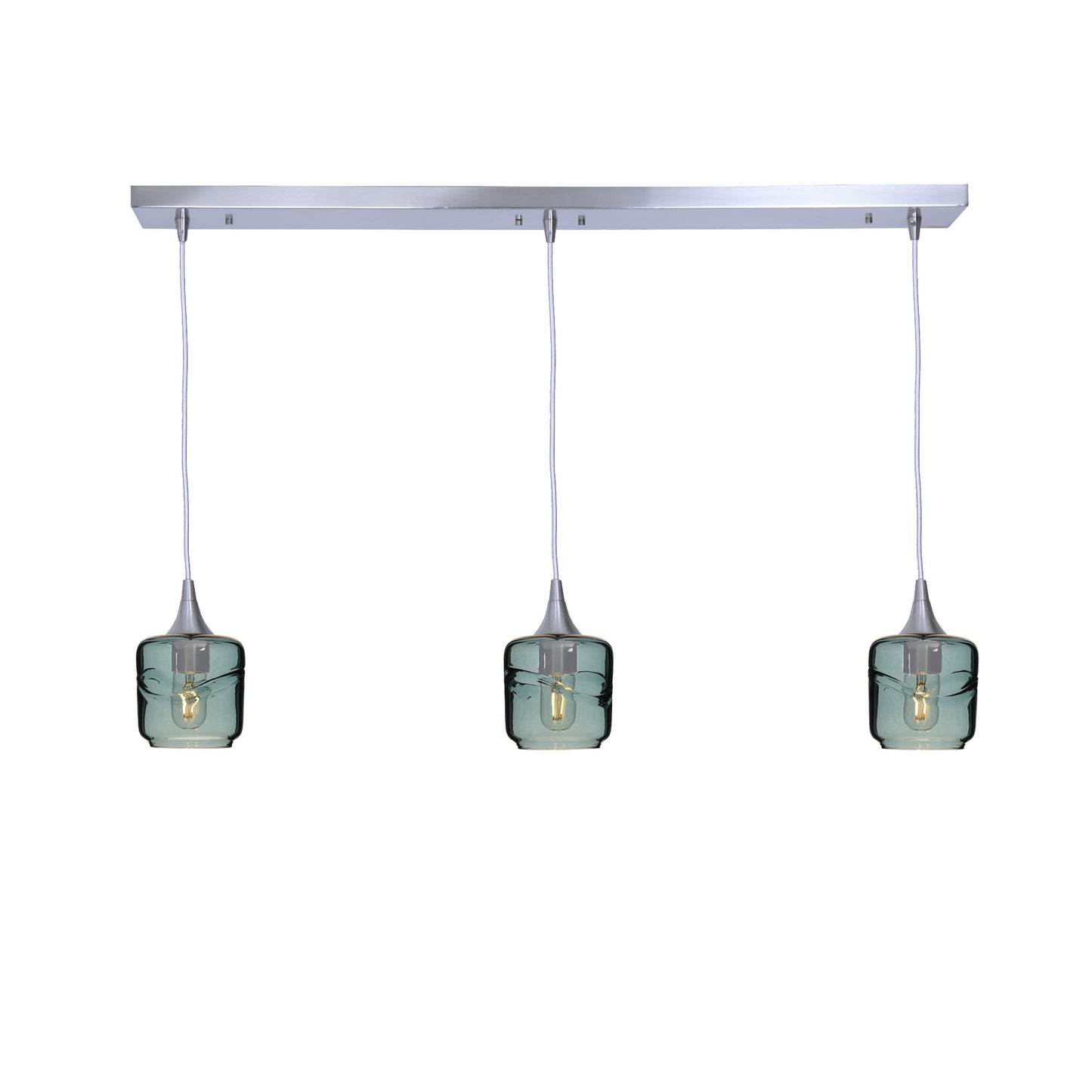 601 Swell: 3 Pendant Linear Chandelier-Glass-Bicycle Glass Co - Hotshop-Slate Gray-Brushed Nickel-Bicycle Glass Co