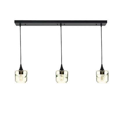 601 Swell: 3 Pendant Linear Chandelier-Glass-Bicycle Glass Co - Hotshop-Eco Clear-Matte Black-Bicycle Glass Co