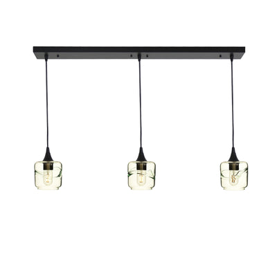 601 Swell: 3 Pendant Linear Chandelier-Glass-Bicycle Glass Co - Hotshop-Eco Clear-Matte Black-Bicycle Glass Co