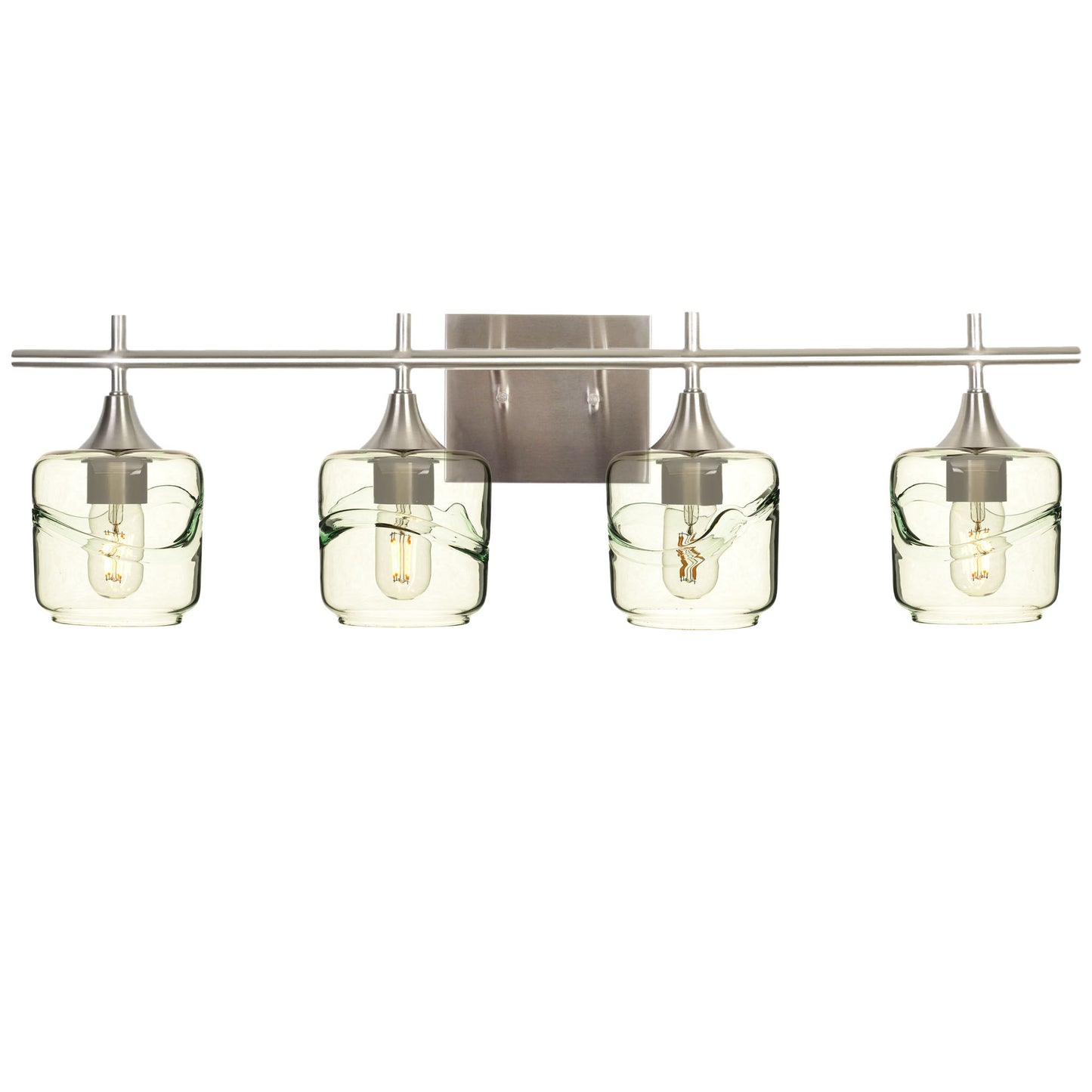 601 Swell: 4 Light Wall Vanity-Glass-Bicycle Glass Co - Hotshop-Eco Clear-Brushed Nickel-Bicycle Glass Co