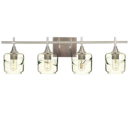601 Swell: 4 Light Wall Vanity-Glass-Bicycle Glass Co - Hotshop-Eco Clear-Brushed Nickel-Bicycle Glass Co