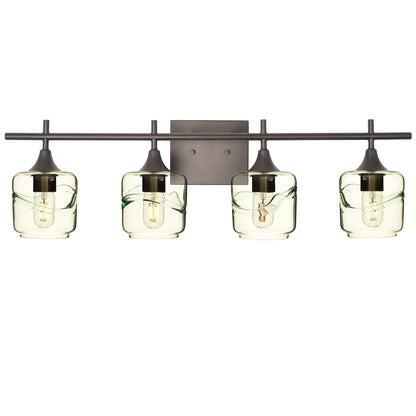 601 Swell: 4 Light Wall Vanity-Glass-Bicycle Glass Co - Hotshop-Eco Clear-Dark Bronze-Bicycle Glass Co