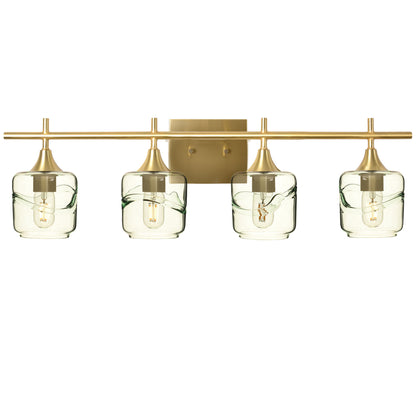 601 Swell: 4 Light Wall Vanity-Glass-Bicycle Glass Co - Hotshop-Eco Clear-Polished Brass-Bicycle Glass Co