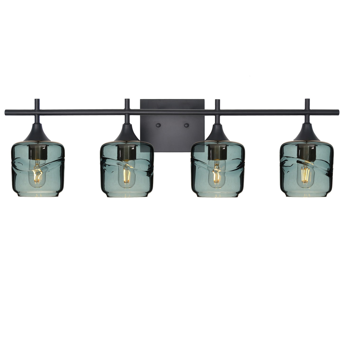 601 Swell: 4 Light Wall Vanity-Glass-Bicycle Glass Co - Hotshop-Slate Gray-Matte Black-Bicycle Glass Co