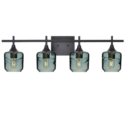 601 Swell: 4 Light Wall Vanity-Glass-Bicycle Glass Co - Hotshop-Slate Gray-Matte Black-Bicycle Glass Co